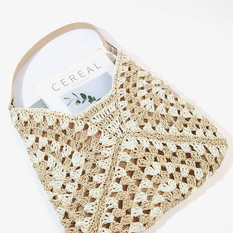 Funkyrel® Atzbranding Limited - Wholesale Beach Bag - Paper Rope Woven Beach Bag with Block Design7