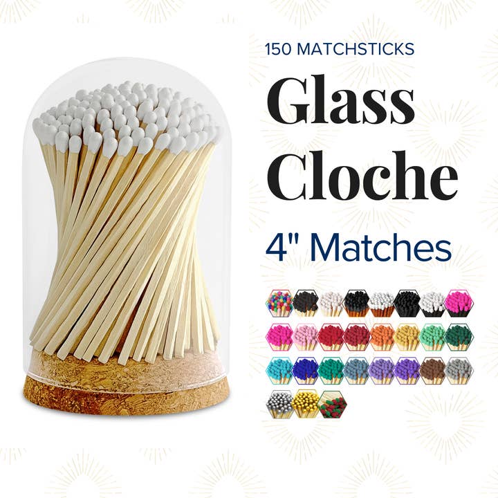 Thankful Greetings - Wholesale Matches - 4" Matches in Premium Glass Cloche - Color of Your Choice27
