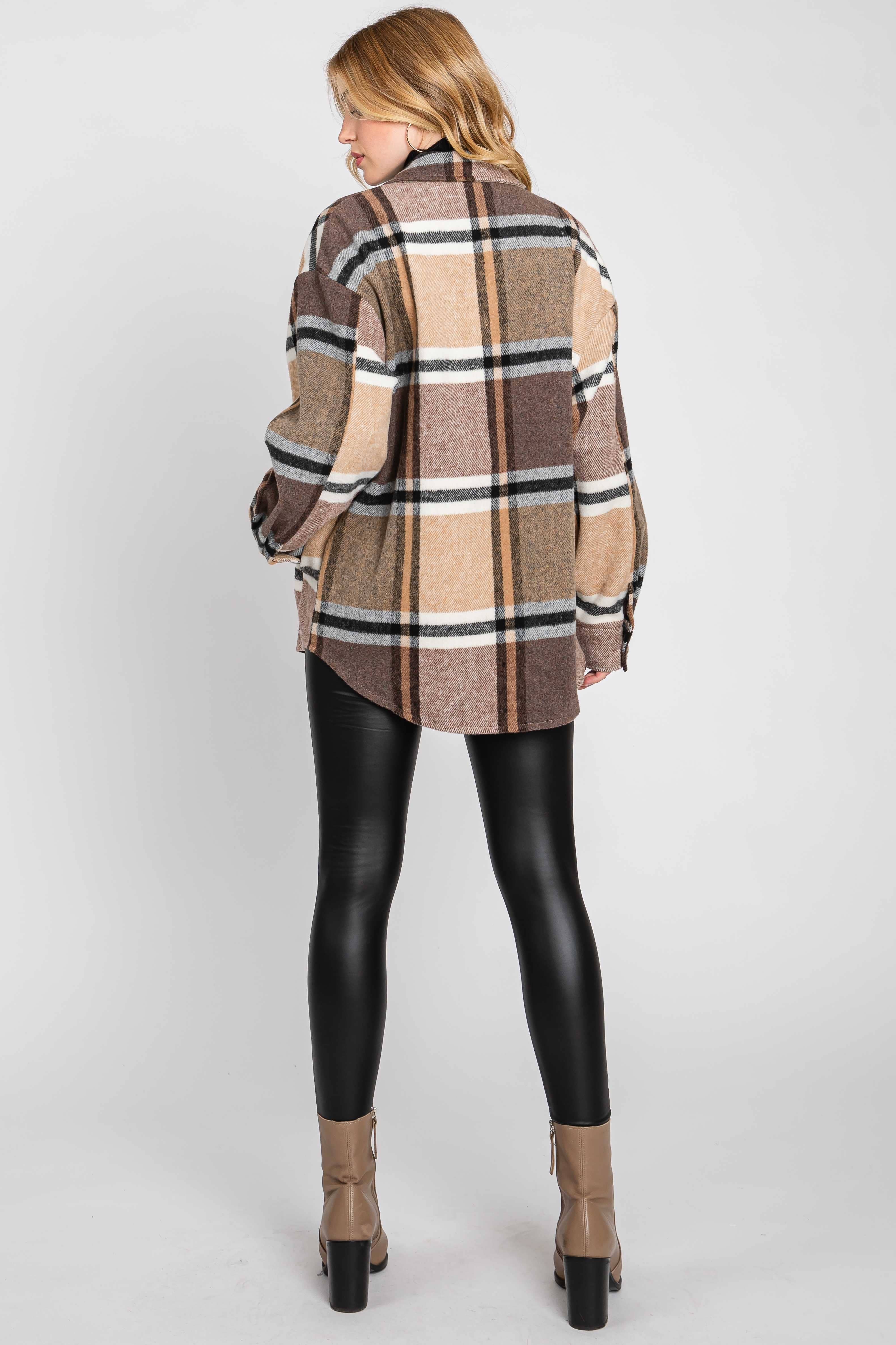 ELLEBORN - Wholesale Shirt Jacket/Shacket - Women's - Plaid Button Down Jacket 3410T-A114