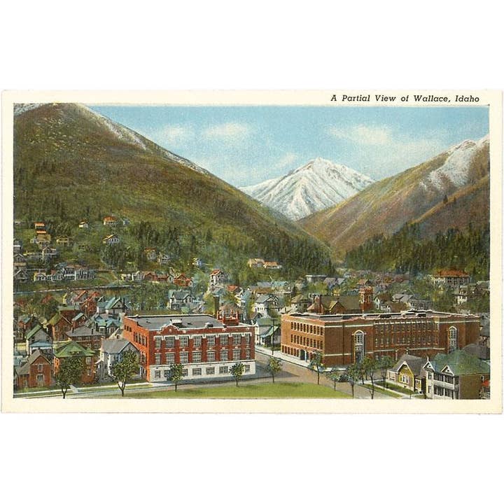 Postcard ID-31 Overview of Wallace for wholesale by Found Image Press