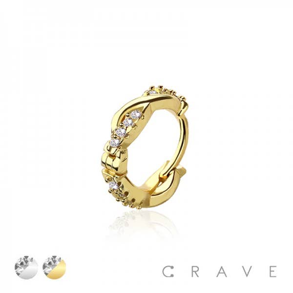CERCEAU À SEGMENTS ARTICULÉS EN ACIER CHIRURGICAL 316L PAVÉ DE PIERRES PRÉCIEUSES pour la vente par CRAVE