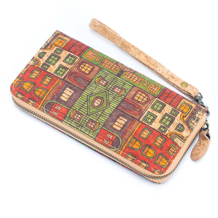 Meninas Bonitas Cork – Engroshandel Tegnebog - Dame – Forskellige mønstre naturlige kork kvinder lynlås kort tegnebog- Vegan Cork Wallet BAG-22164