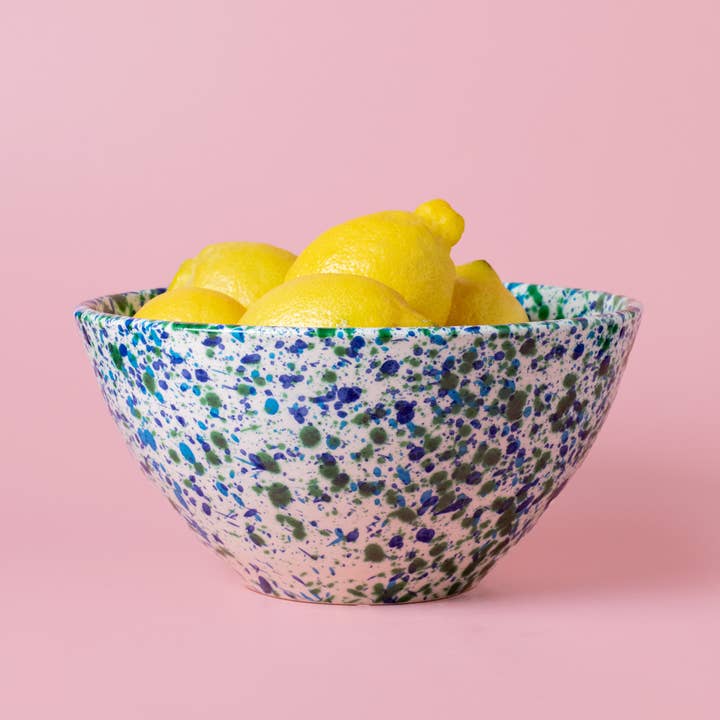 Alfar Tierra Cocida - Wholesale Mixing Bowl - Large Modern Ceramic Salad Bowl / CORAL Blue