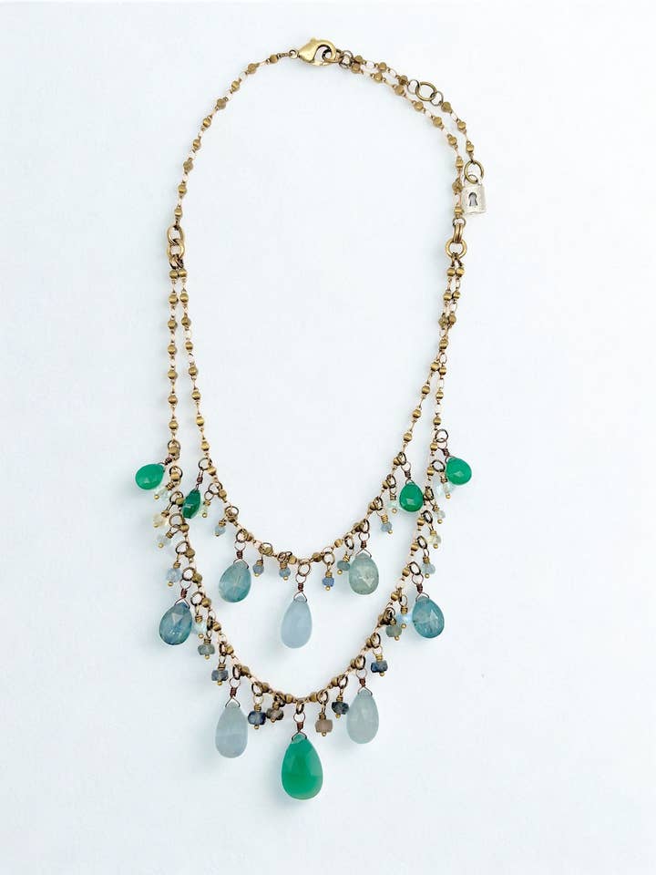 Elegant Double Strand Gemstone Necklace, N551 for wholesale by Lock and Key