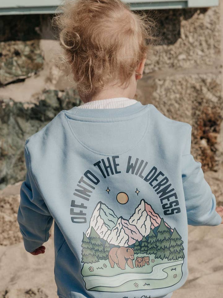 Into The Wilderness Organic Cotton Childrens Sweatshirt for wholesale by Morning Club Clothing