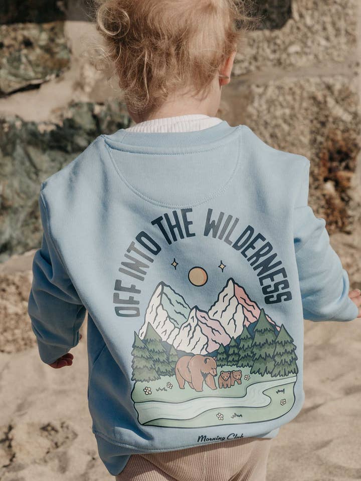 Into The Wilderness Organic Cotton Childrens Sweatshirt for wholesale by Morning Club Clothing