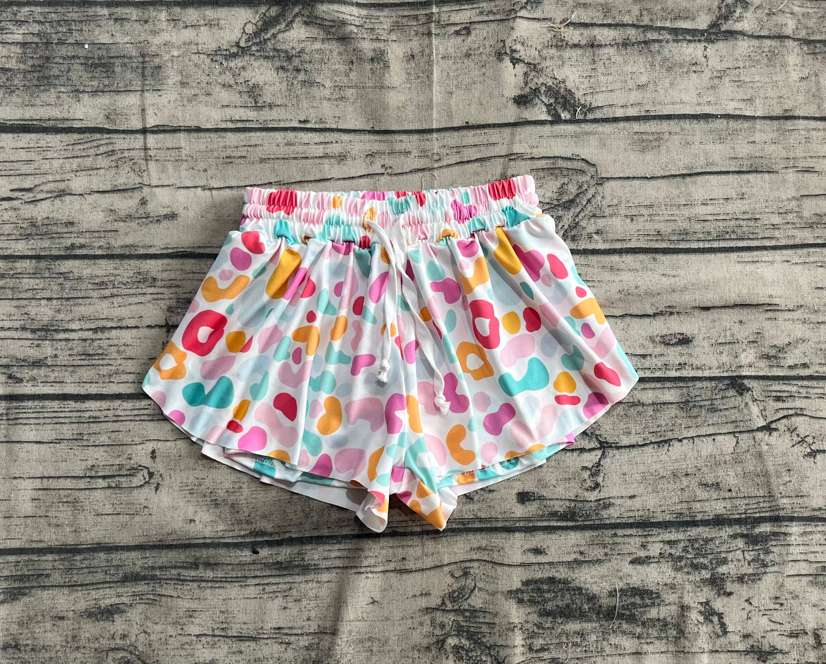 Aier Wholesale - Vente Short – enfant - Shorts d'été pour bébé filles rose bleu léopard2