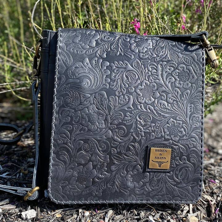 Bolso bandolera de cuero grabado para venta al por mayor de Cowhide Texas Store Inc