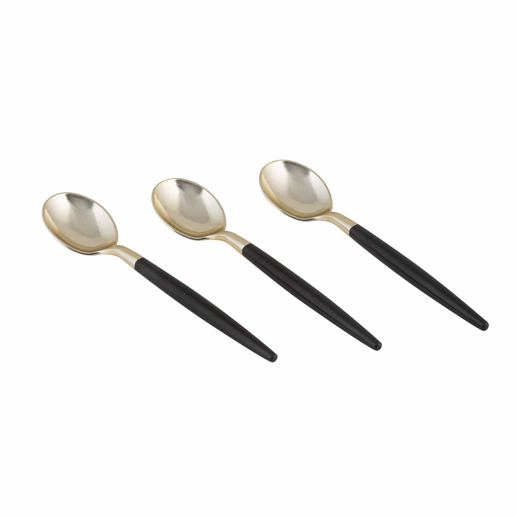 Luxe Party - Wholesale Table Spoon (Cutlery) - Black and Gold Plastic Mini Spoons | 20 Spoons3