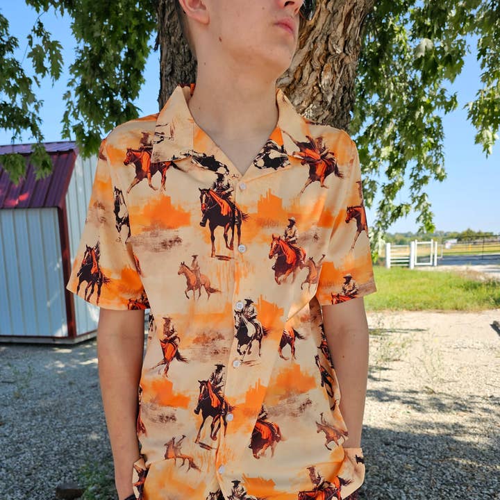 Western Grunge Men's Western Camp Shirt for wholesale by BAHA RANCH WESTERN WEAR