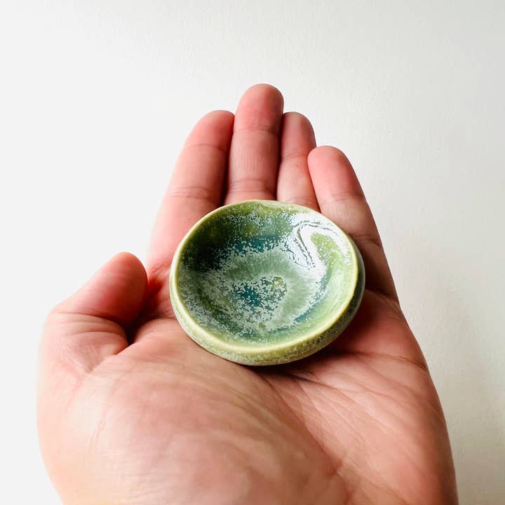 MoonMoon Ceramics – wholesale Jewellery dish – Green Tea Tiny Ring Dish1