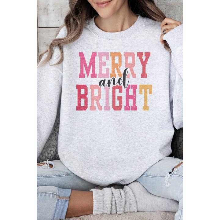 BLUME & CO. - Wholesale Graphic Sweatshirt - Women's - MERRY AND BRIGHT Oversized Graphic Sweatshirt