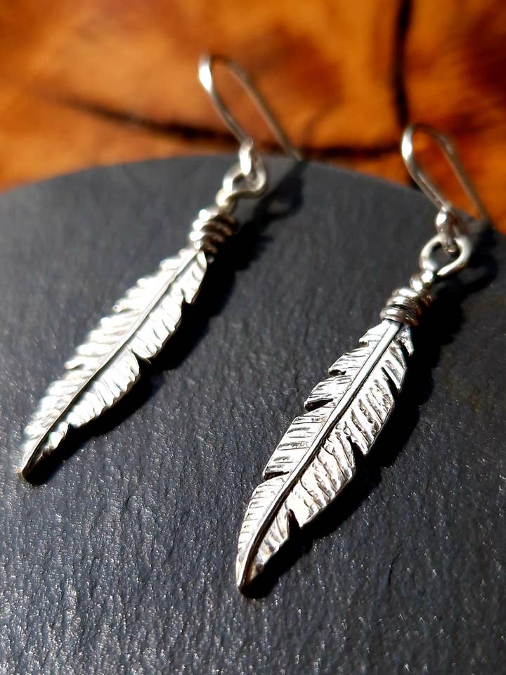 Feather Drop Earrings for wholesale by Caerynys Shed Jewellery
