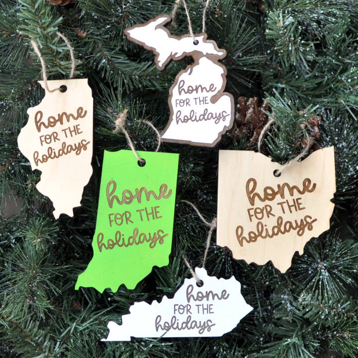 Blue Studio Creative - Wholesale Ornament - Home for the Holidays Wood Ornament - Choose Your State!