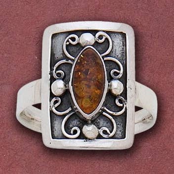 Bärnstensring w/virvlar för wholesale av Tidepool