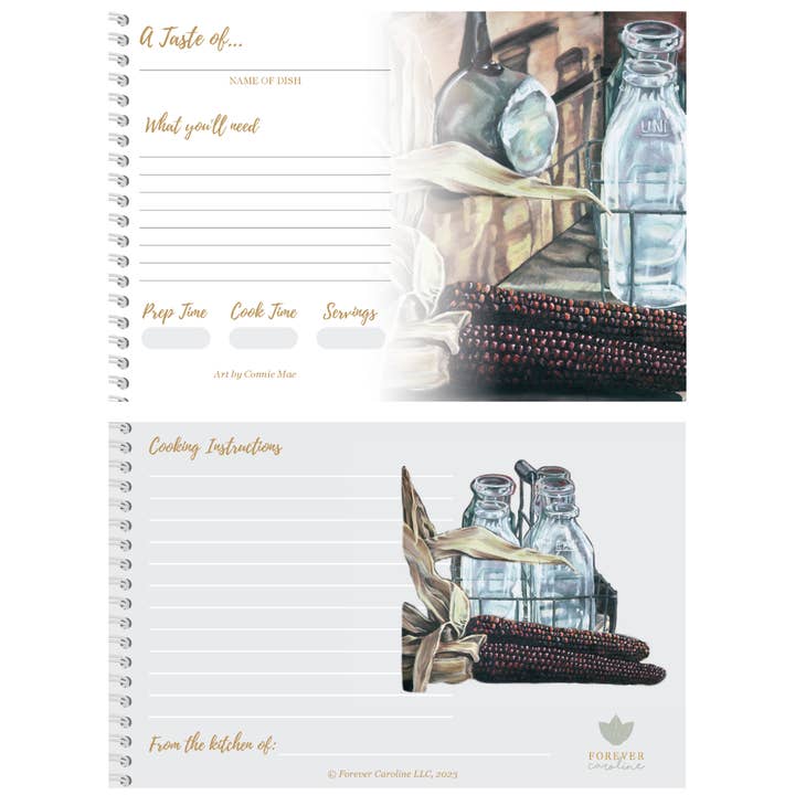 Forever Caroline LLC - Wholesale Recipe Card - Vintage Kitchen & Milk Bottles Family Recipe Card Set