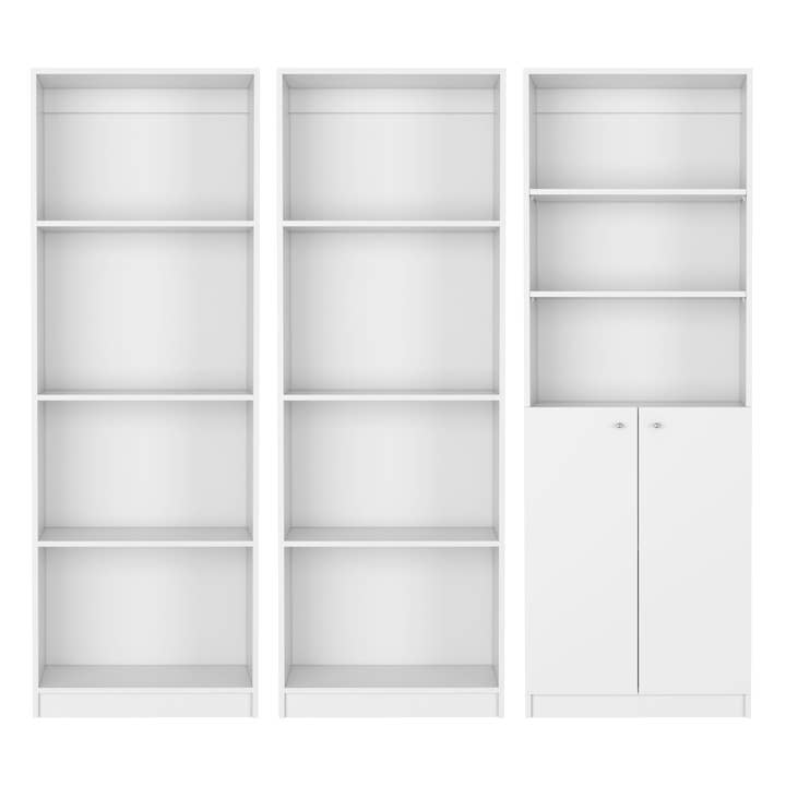 Treevol Furniture - Wholesale Bookcase - Oasis 3 Piece Living Room Set with 3 Bookcases, White4