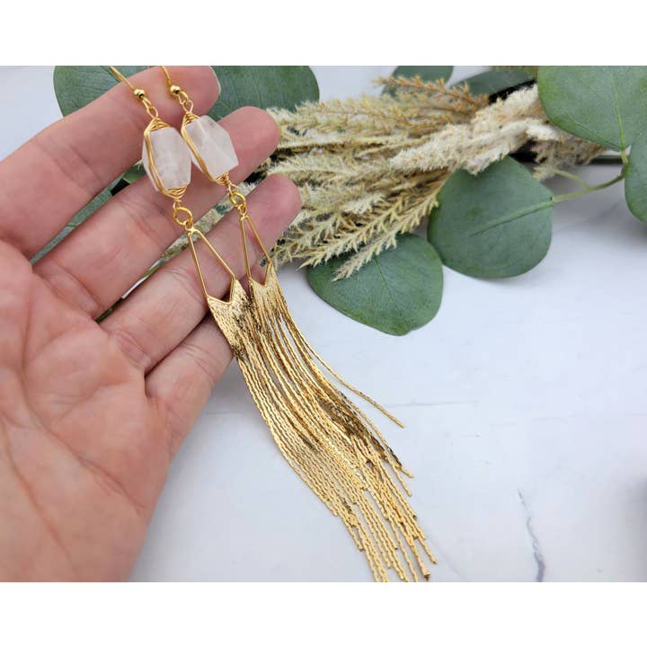 WonderLight Jewelry – wholesale Tofsörhängen – Ädelstensfransörhängen - klar kvarts/klarhet7