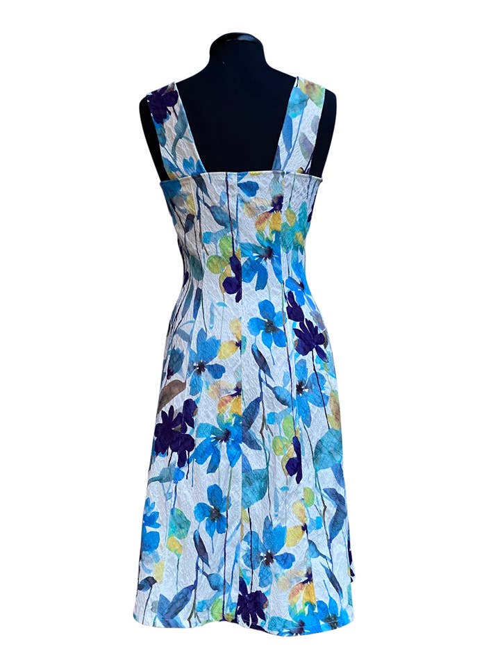 Elana Kattan - Wholesale Dress - Women's - ORCHIDEA Textured Print Paneled A-line Dress Turquoise MIST1