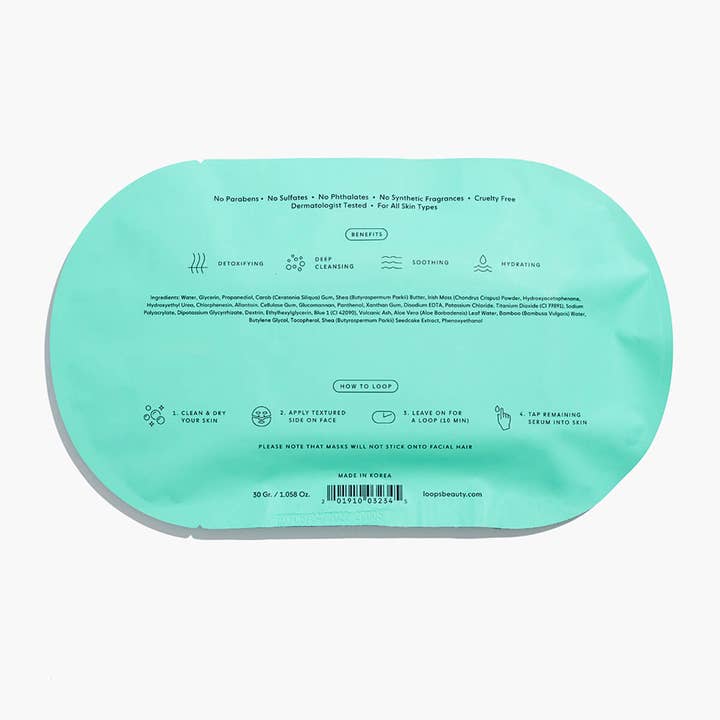 LOOPS - Wholesale Skincare Face Mask - Clean Slate Single Mask