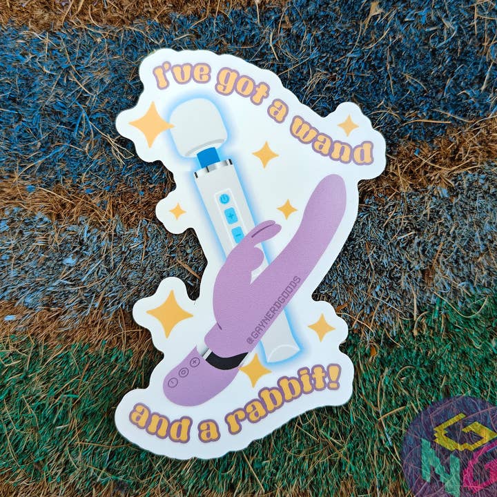 Autocolante de Varinha e Coelho por atacado de Gay Nerd Goods