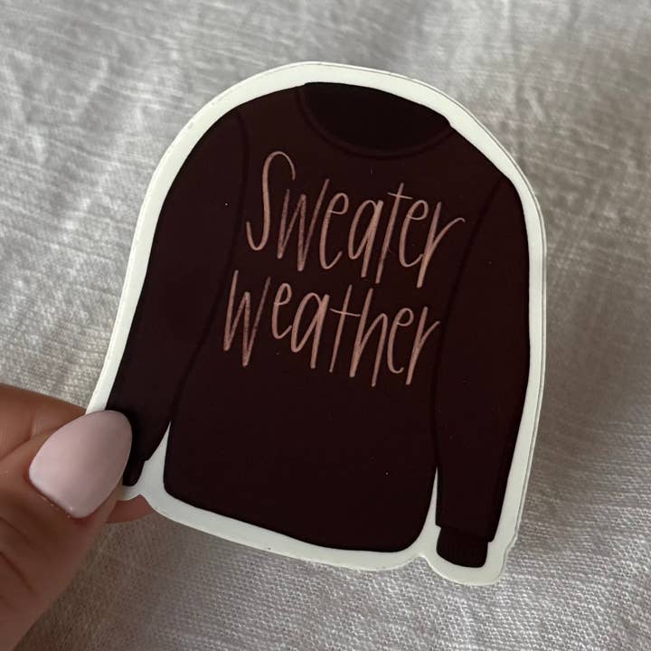 Sweater Weather Sticker, Fall Sticker, Clothing Sticker for wholesale by Scarlet Sunday Design Co
