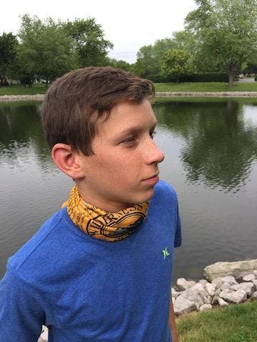 Blaze Orange Wilderness Survival Bandana for wholesale on Faire2