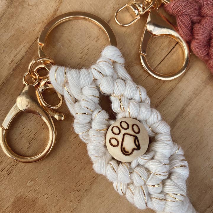 Macrame Keychain for Animal Lovers | Paw Design and other Purchase Wholesale paw print keychain. Free Returns & Net 60 Terms on Faire trending on Faire.