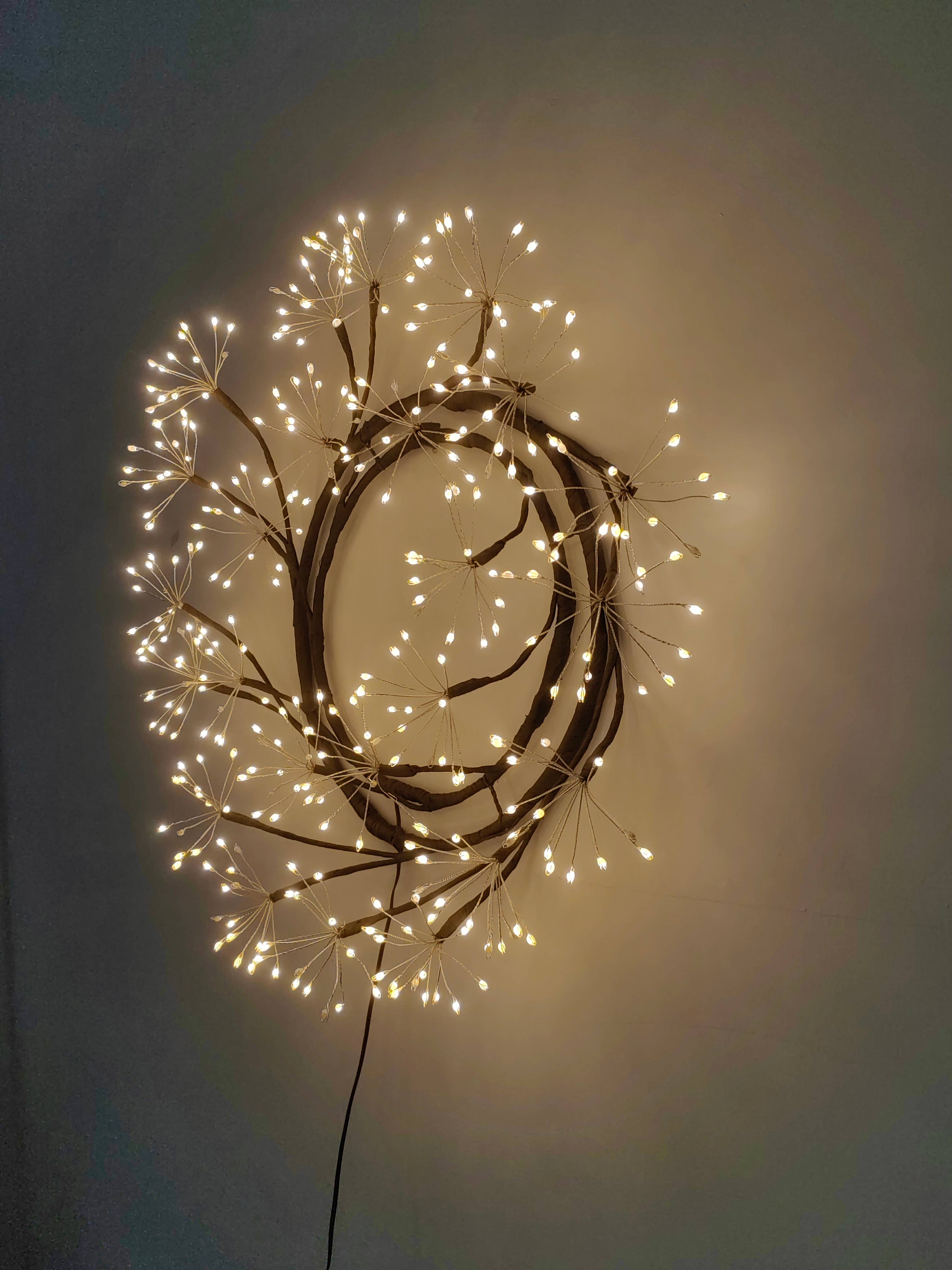 Hi-Line Gift Ltd. - Wholesale Christmas Decoration - 24in LED Christmas Wreath Brown Indoor Hanging Holiday Decor2
