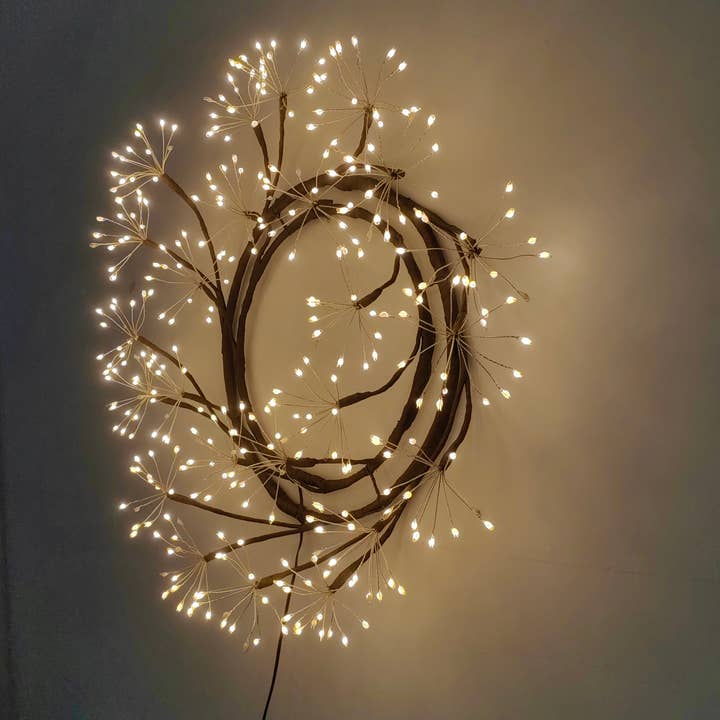 Hi-Line Gift Ltd. - Wholesale Christmas Decoration - 24in LED Christmas Wreath Brown Indoor Hanging Holiday Decor2