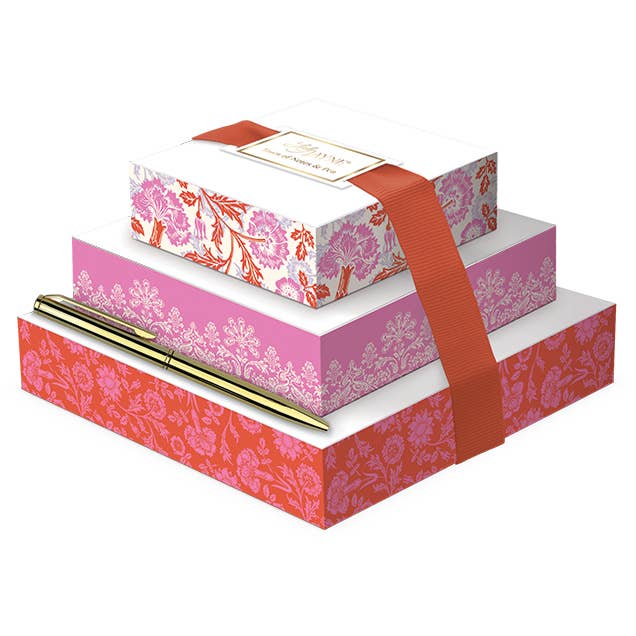 Prairie Rose Notepad - Tower of Notes with Pen for wholesale by Lady Jayne