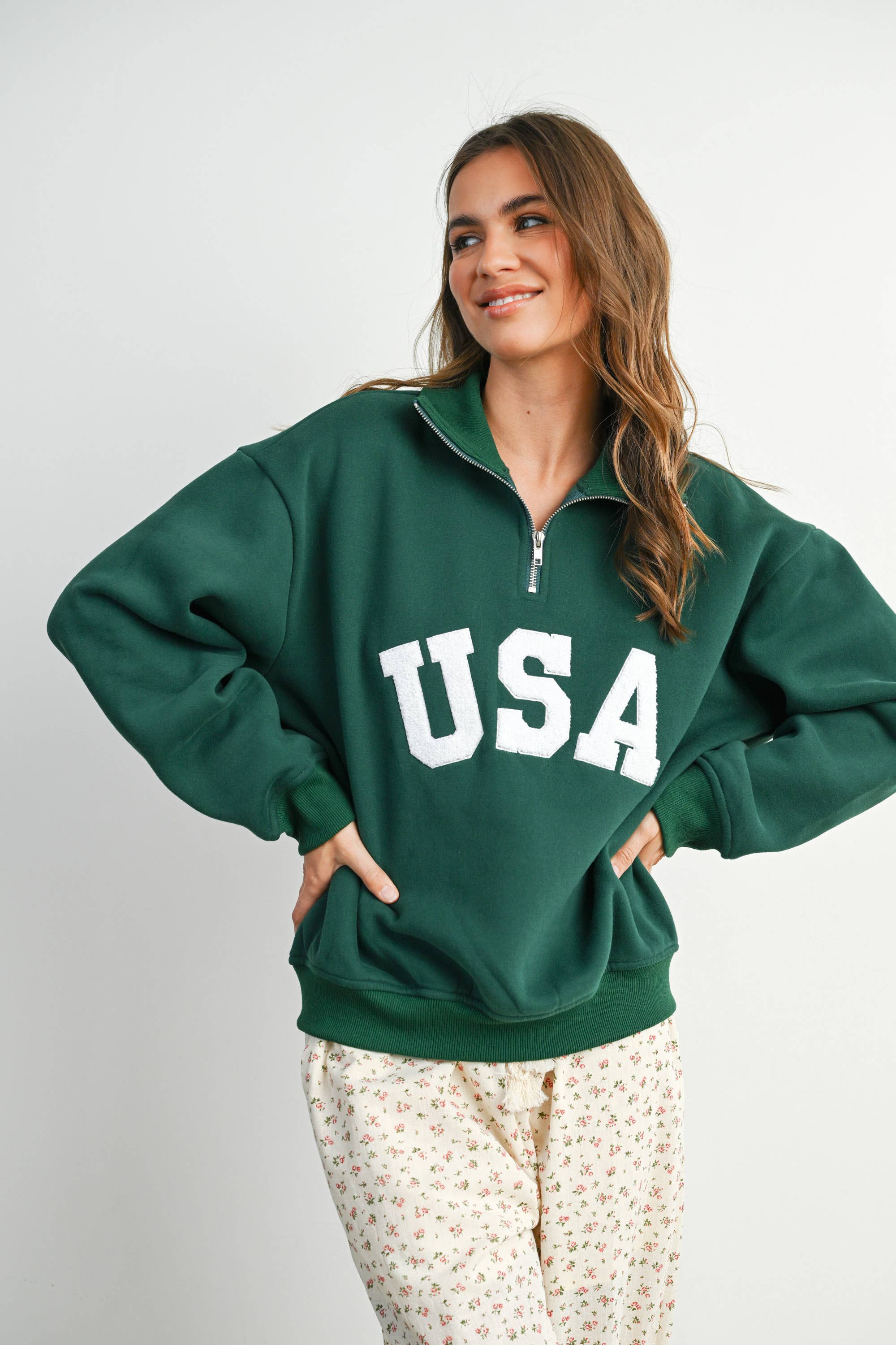 BUTTERMELON - Wholesale Sweatshirt - Women's - Quarter Zip Long Sleeve Top - BMT779535