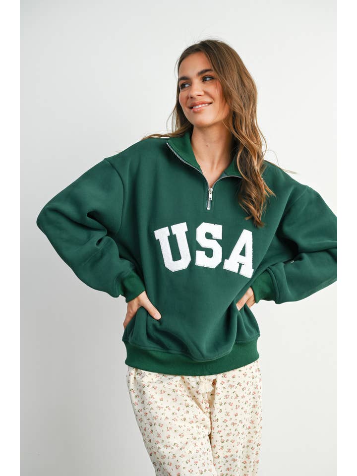 BUTTERMELON - Wholesale Sweatshirt - Women's - Quarter Zip Long Sleeve Top - BMT779535