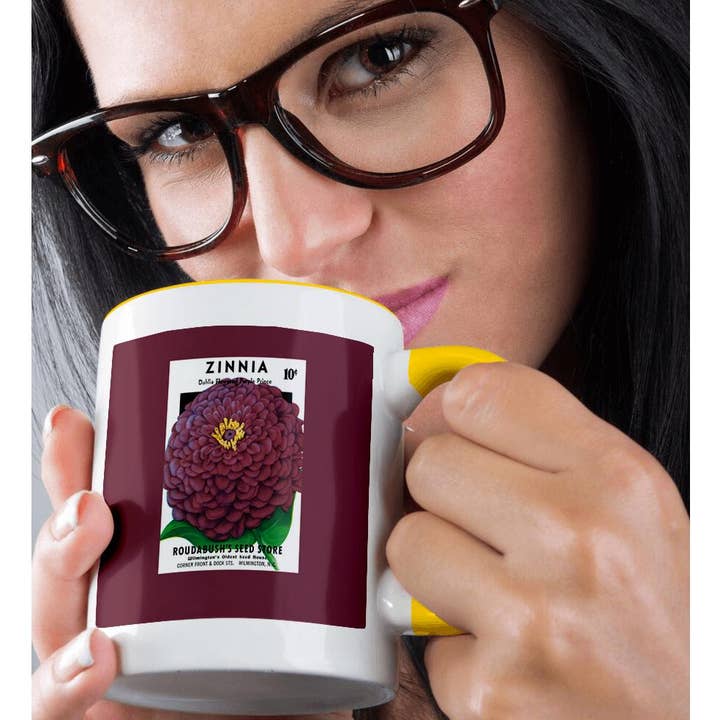 3dRose - Wholesale Coffee mug - 3dRose, Zinnia Dahlia Flowered Purple Prince Seed Packet Reproduction, Mug1