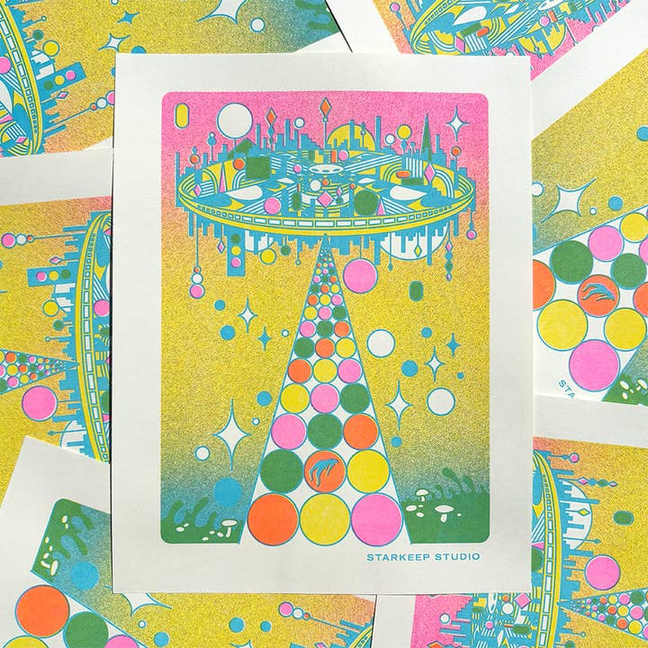 Encounter Risograph Print | 8.5x11 Riso Print for wholesale by StarKeep Studio