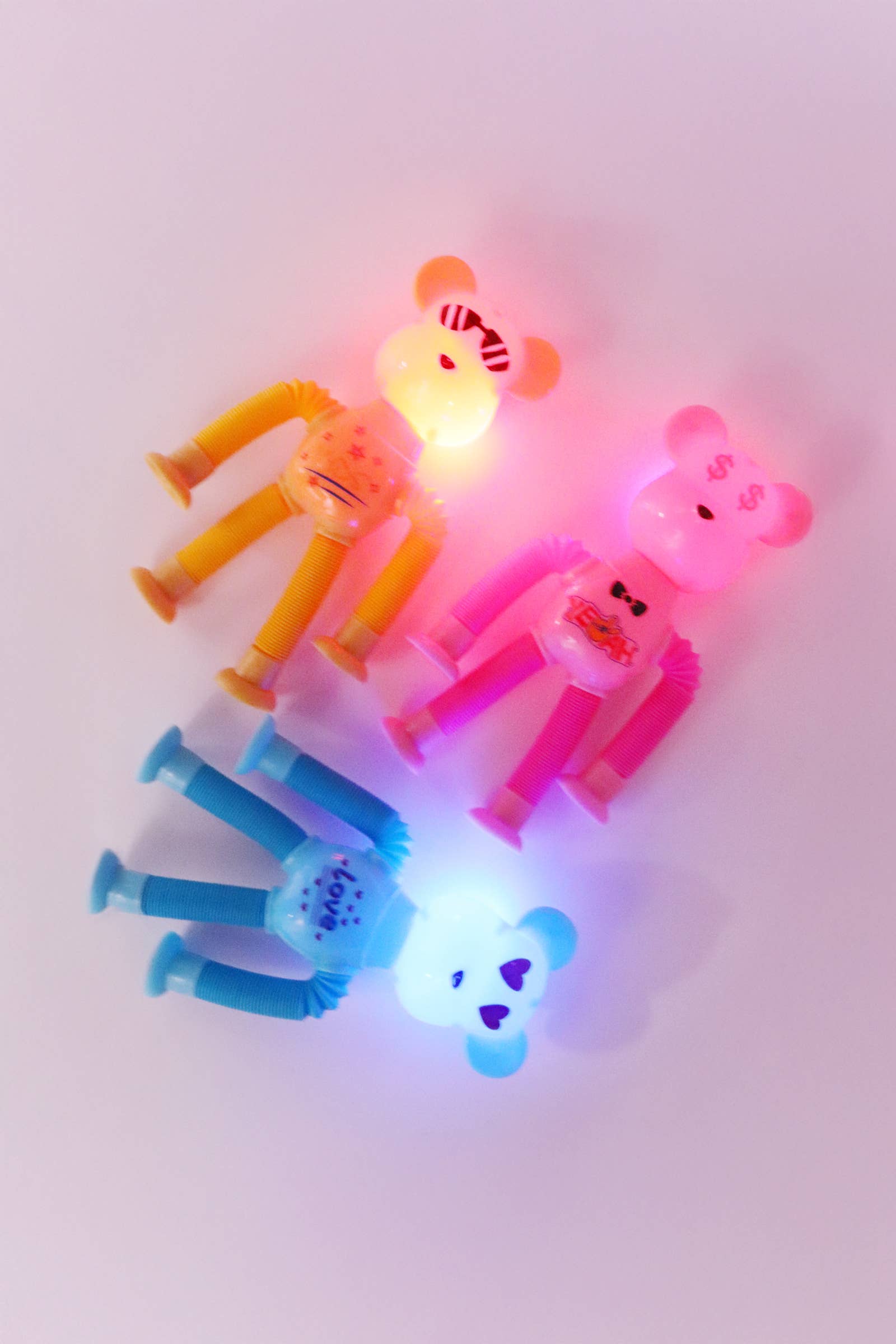 Cap Zone - Wholesale Fidget Toy - Kids - Bear Suction Cup Telescopic Tube LED Fidget Toy1