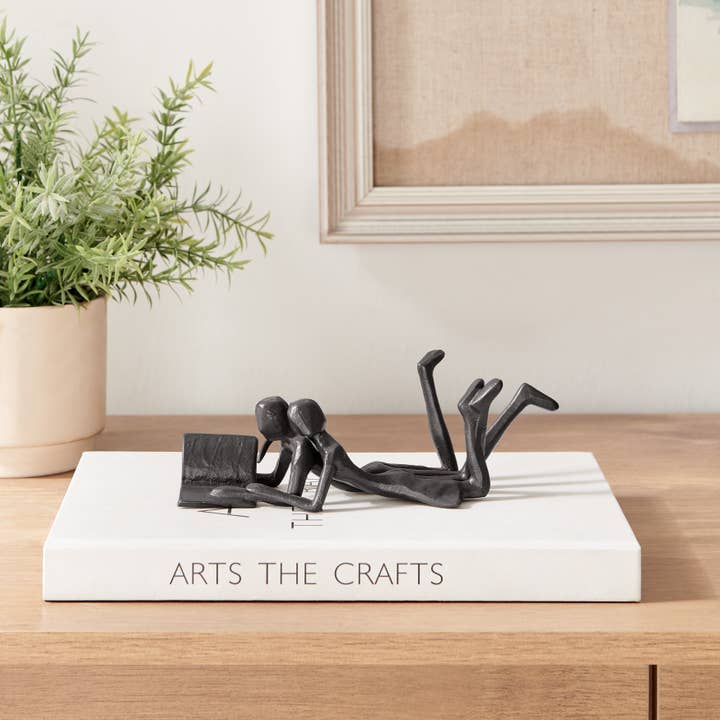Danya B - Wholesale Sculpture - Brown Iron Abstract Couple Reading Book Together Sculpture