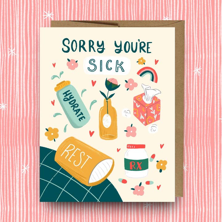 Carte Get Well Soon, Carte pour personnes malades, Désolé, tu es malade pour la vente par A M A N D A H O L D E N D E S I G N S