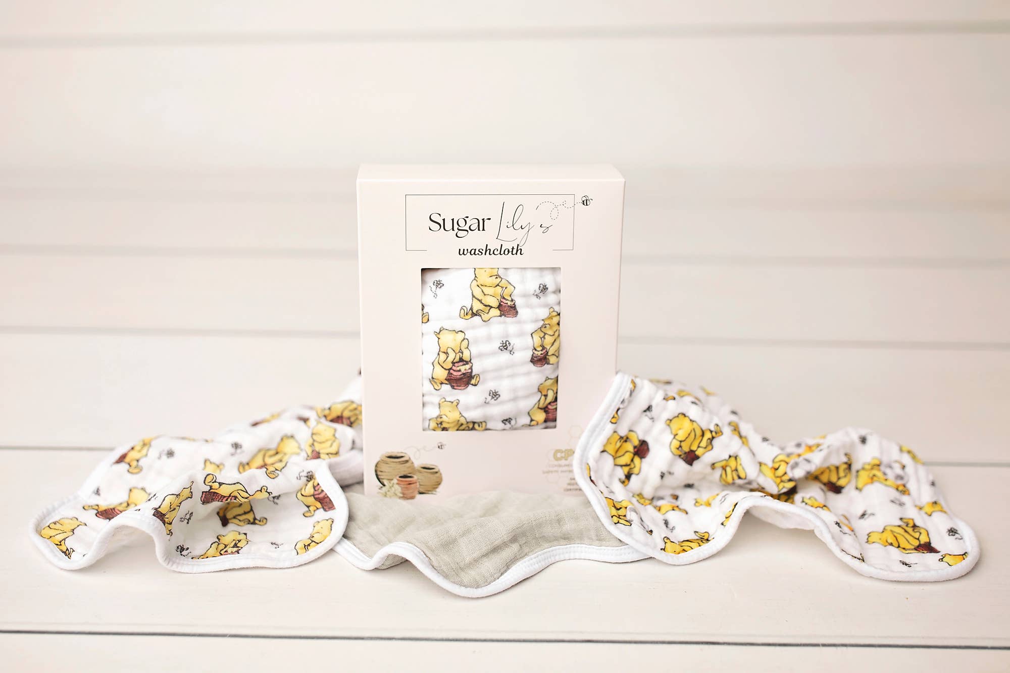 Sugar Lily's - Wholesale Wash Cloth - Kids & Baby - Sugar Lily's- Winnie the Pooh- Muslin Washcloth 3 pc Set1