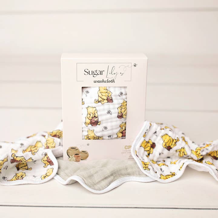 Sugar Lily's - Wholesale Wash Cloth - Kids & Baby - Sugar Lily's- Winnie the Pooh- Muslin Washcloth 3 pc Set1