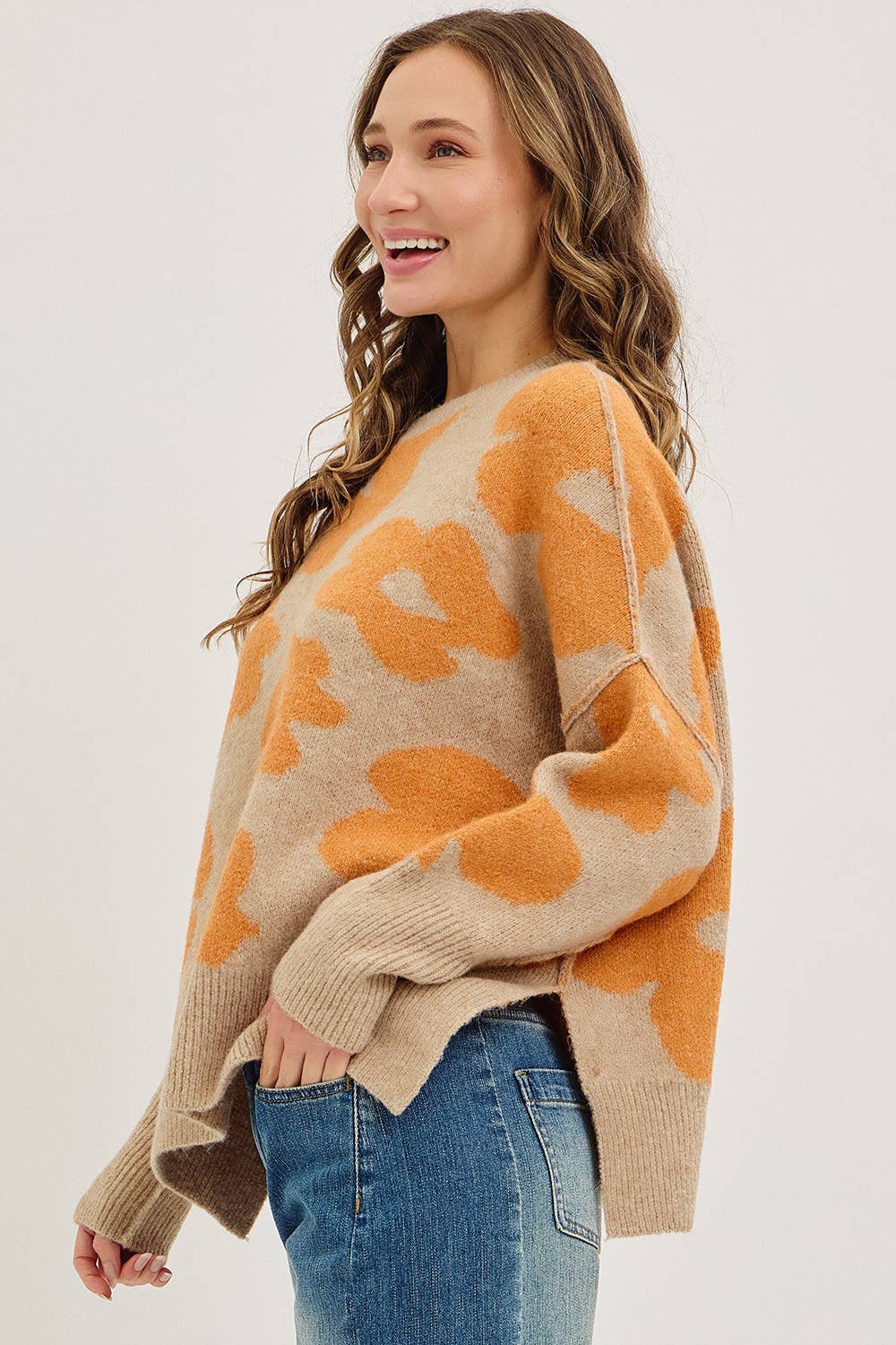 Sweet Lovely by Jen - Wholesale Knit Sweater - Women's - FLORAL LOOSE FIT SWEATER KNIT47