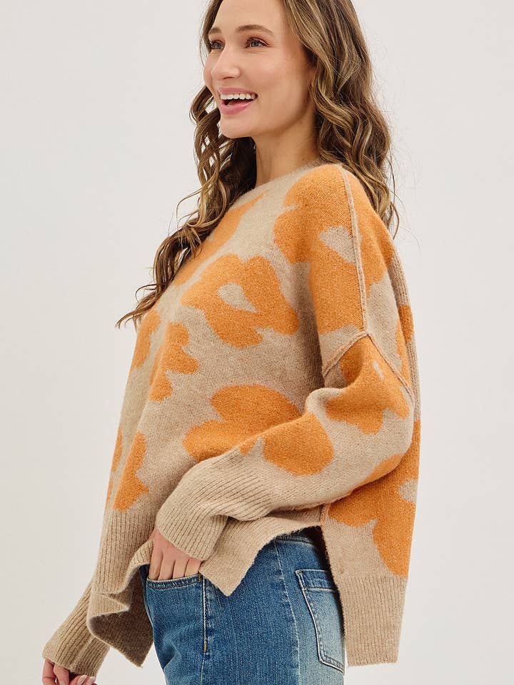 Sweet Lovely by Jen - Wholesale Knit Sweater - Women's - FLORAL LOOSE FIT SWEATER KNIT47