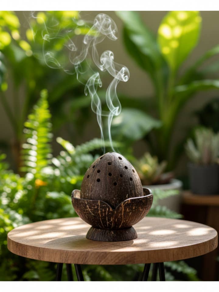 Kokosschaal Dhoop Standaard voor wholesale door Salut Adore