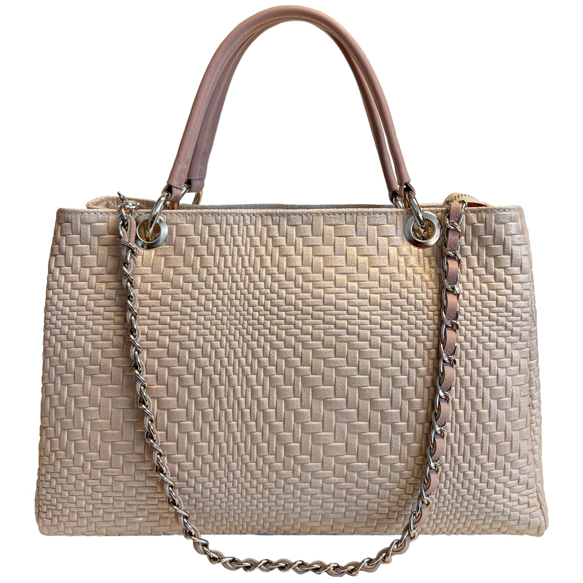 MODARNO - Vente Sac à main avec poignée sur le dessus – femme - Sac à main femme MODARNO en cuir véritable tressé avec bandoulière8