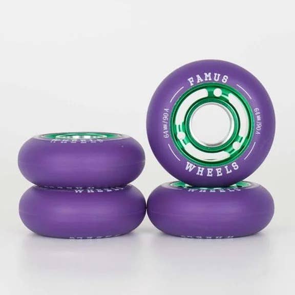 64 mm 90A Purple/Green Core {jeu de 4} roues Famus pour la vente par KALTIK