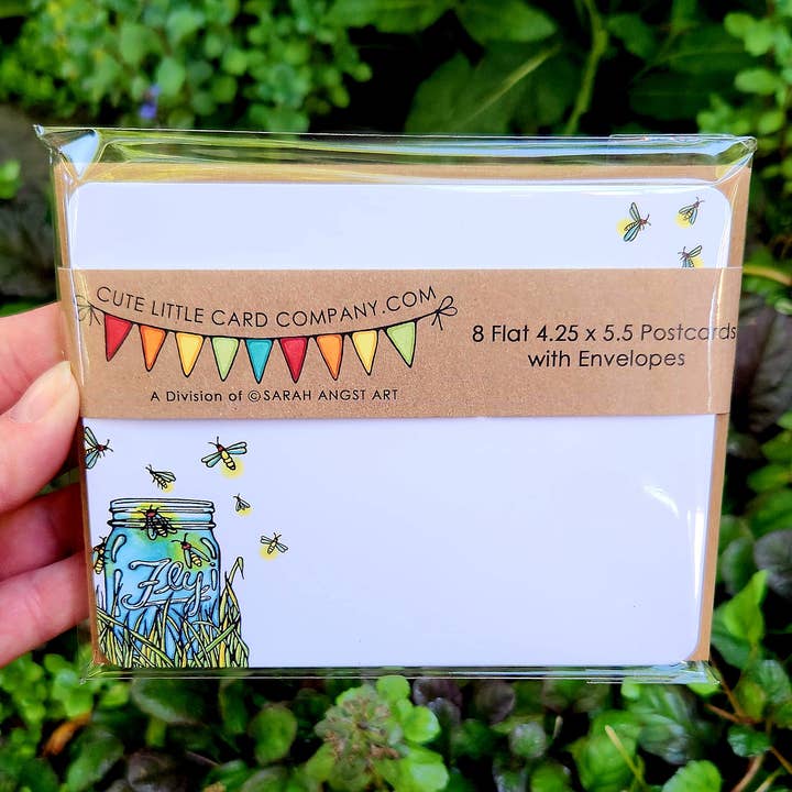 Cute Little Postcard Packs: Fireflies for wholesale by Sarah Angst Art