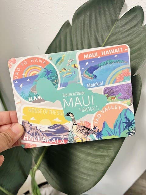 Maui Postcard "Discounted due to back print reversed" for wholesale by Island Stickers & More / Yuriko J. Design