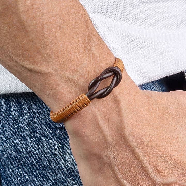 Makarla - Handmade Colombian Jewelry - Wholesale Woven/Braided Bracelet - Men's Infinity Knot Leather Bracelet | Gift for Men |