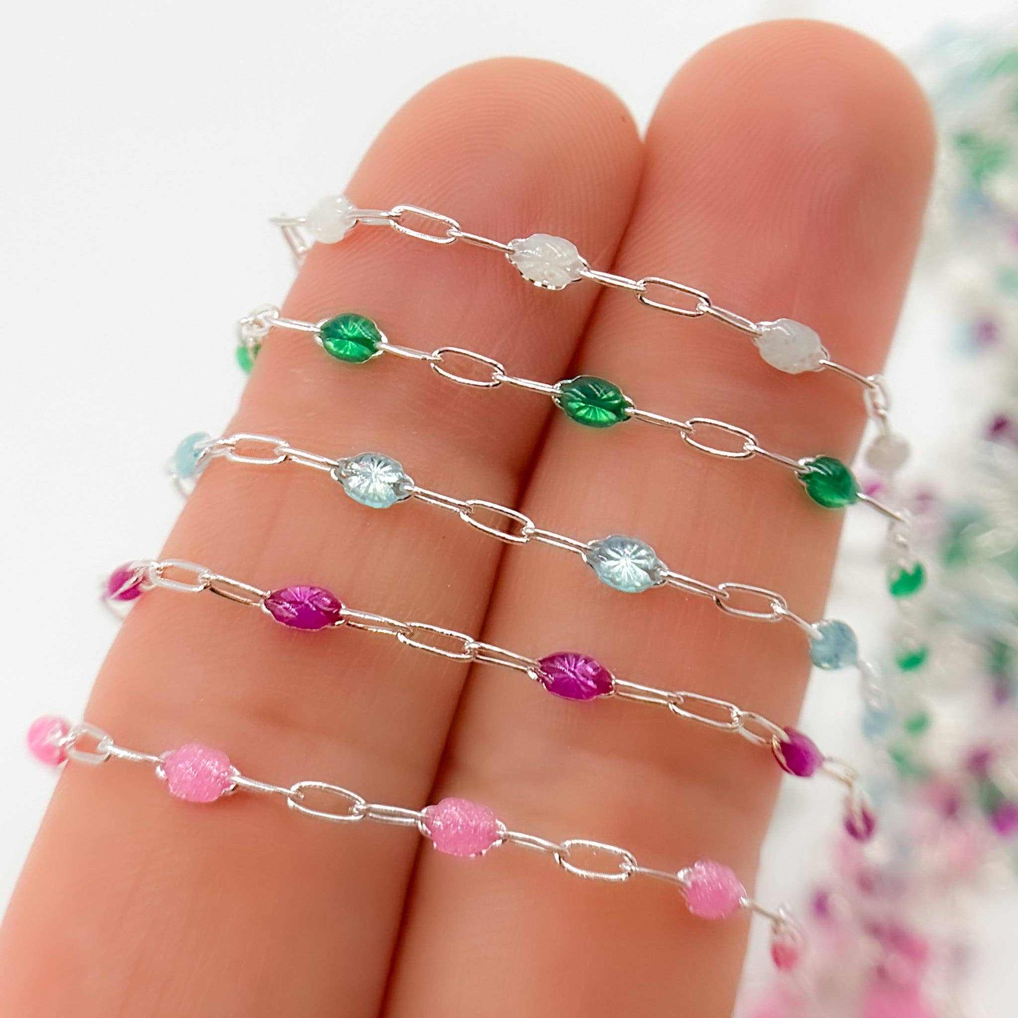 Jewels & Chains - Wholesale Link & Chain Necklace - V250ENSS. Sterling Silver Enamel Satellite Chains3