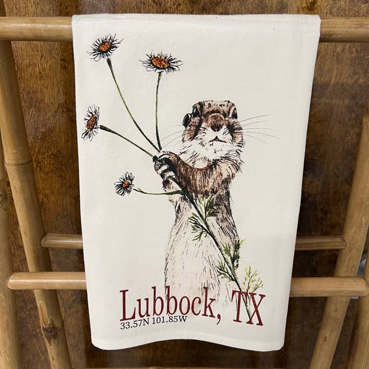 Anpassad ”Your Town” Prairie Dog 27 ”x 27" kökshandduk för wholesale av Blue Poppy Designs